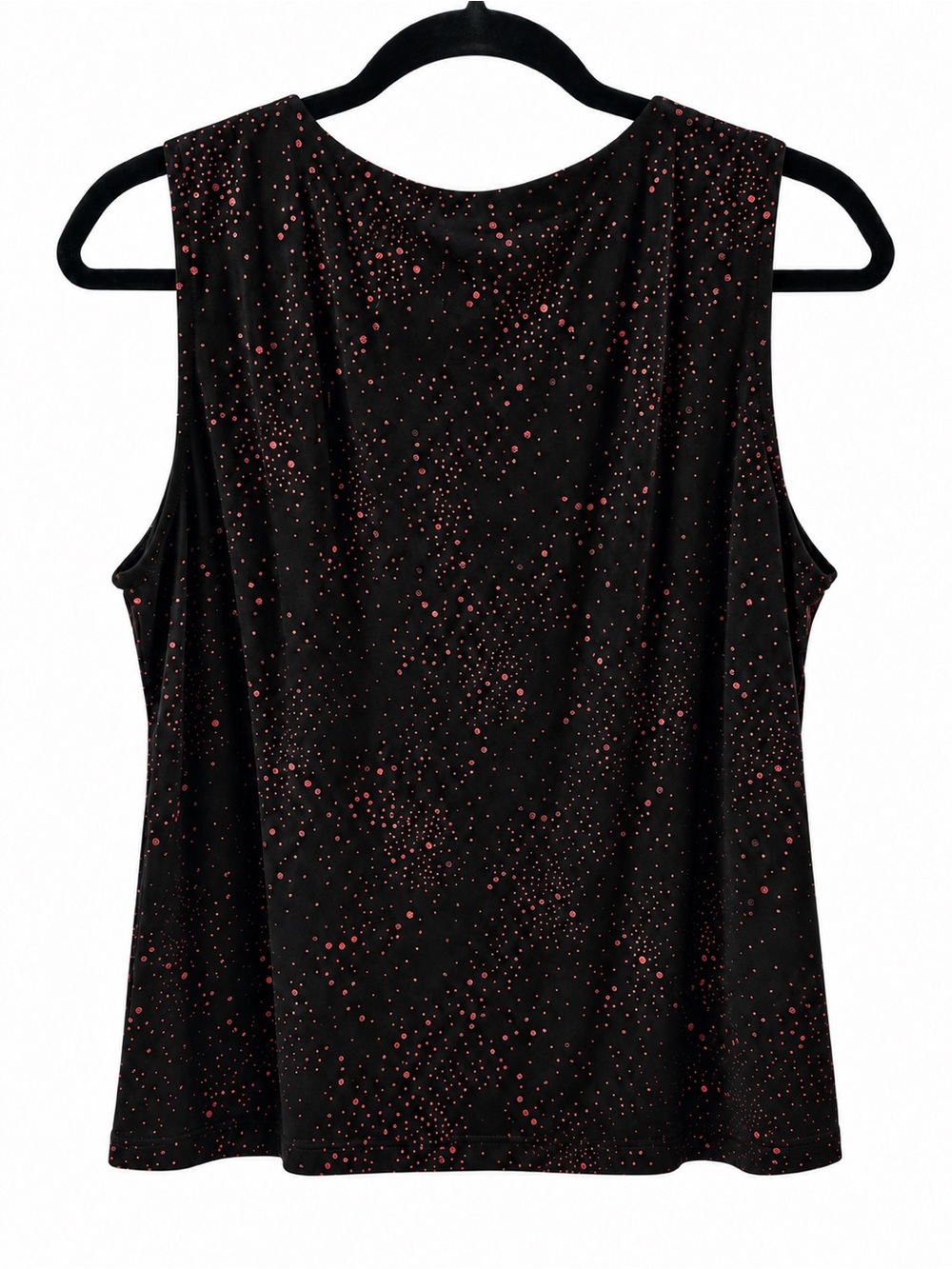 Kasper & Company ASL Petite M Black Red Sparkle Sleeveless Shell Top - Picture 4 of 5